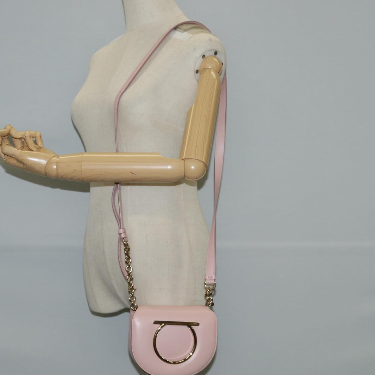 Salvatore Ferragamo Vela Flap Leather, Pink, Leather, Crossbody Bag