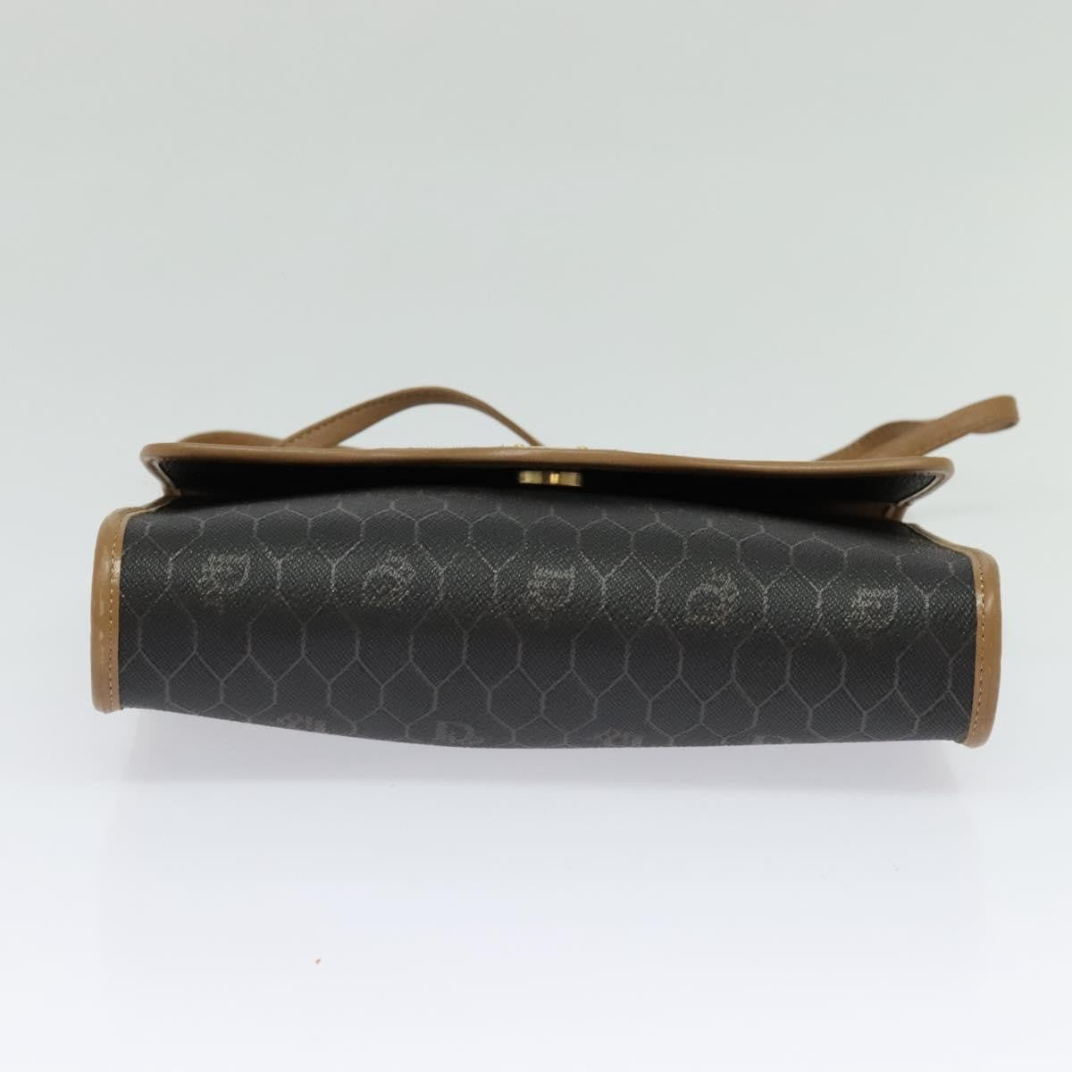 Christian Dior Vintage Honeycomb Flap Coated Canvas, Black, Canvas, Shoulder Bag
