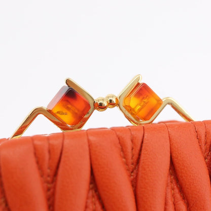 Miu Miu Sword wallet Charm Leather Matelasse, Orange, Leather, Crossbody Bag