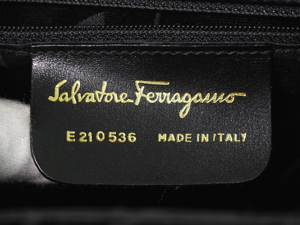 Salvatore Ferragamo Convertible Top Handle Leather, Black, Leather, Handbag