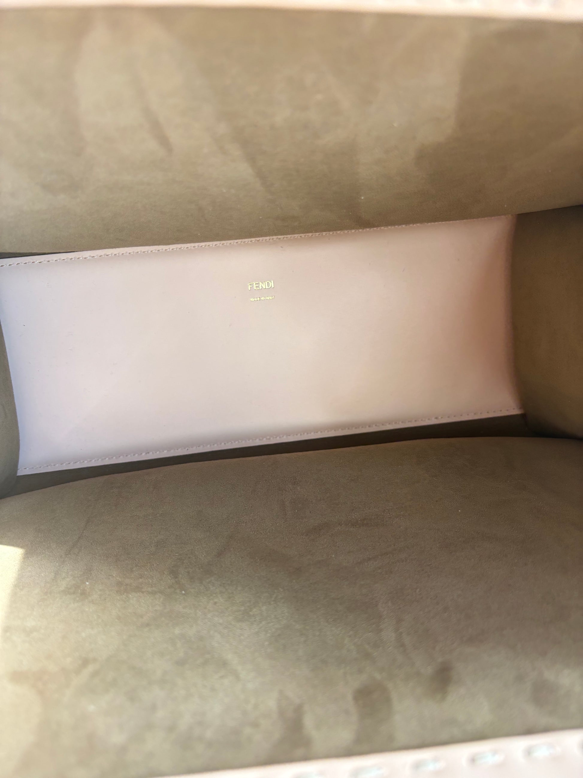 Fendi Sunshine Shopper Tote Whipstitch Leather, Pink, Leather, Tote Bag