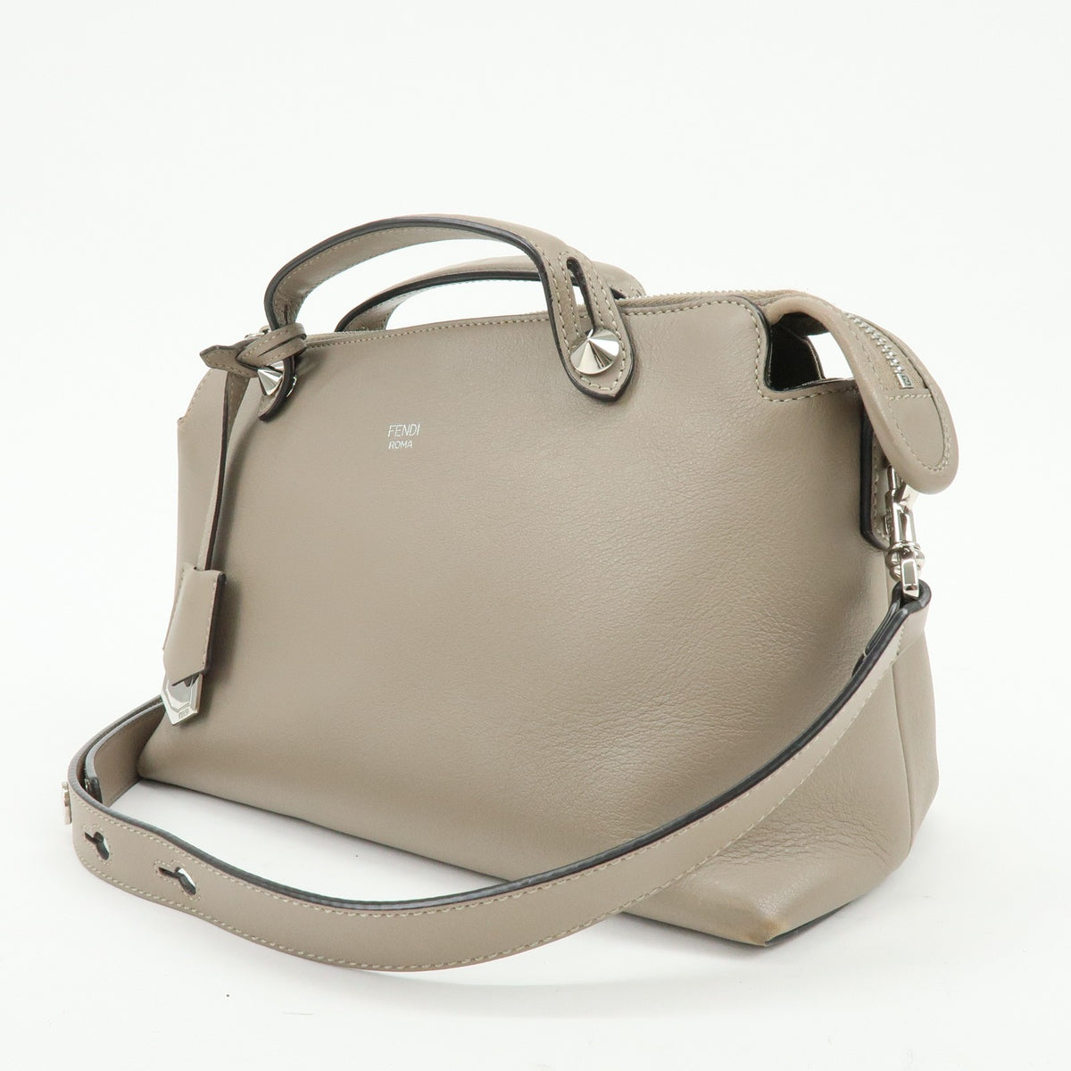 Fendi By The Way Satchel Leather, Beige, Leather, Handbag