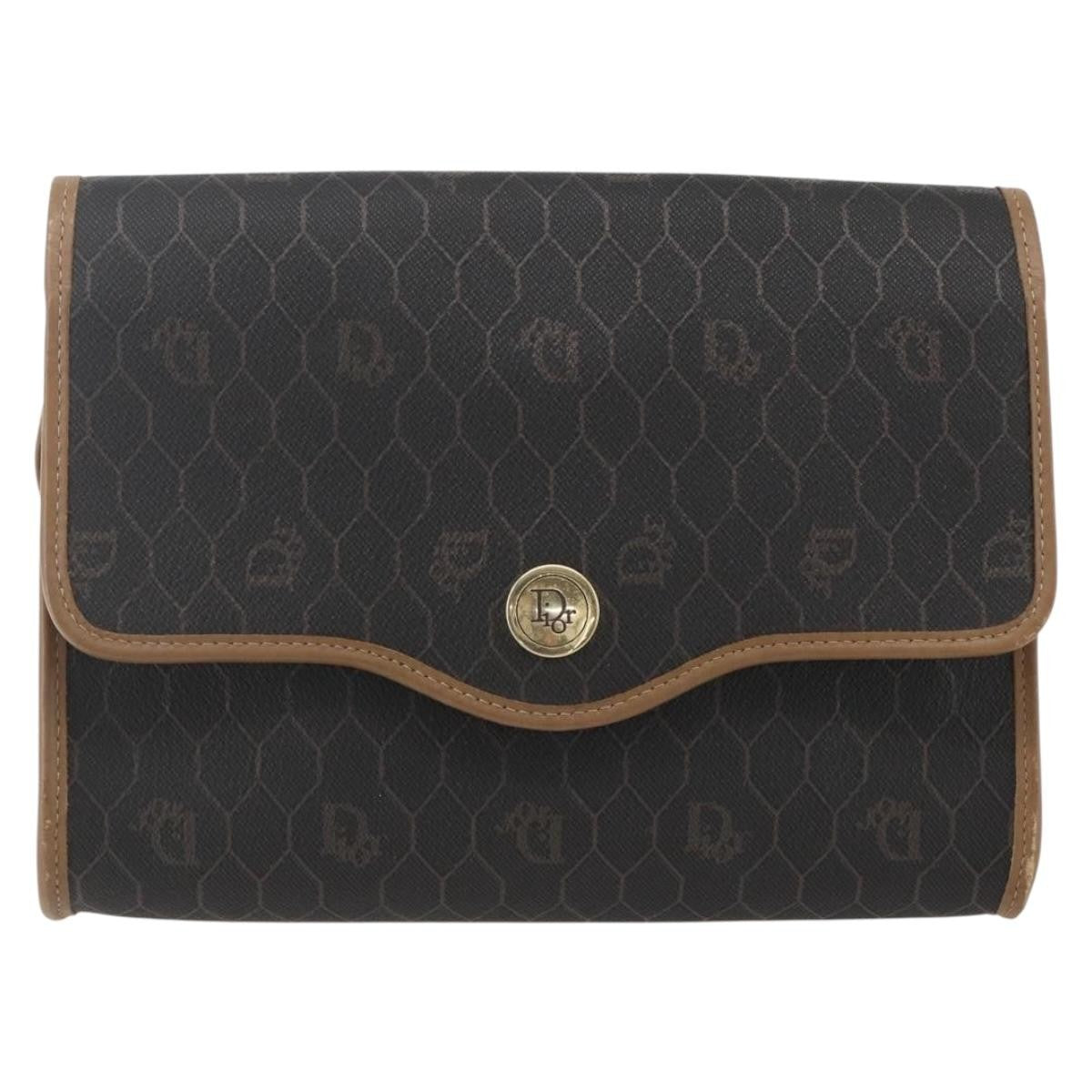 Christian Dior Vintage Honeycomb Flap Canvas and Leather, Black, Canvas, Shoulder Bag