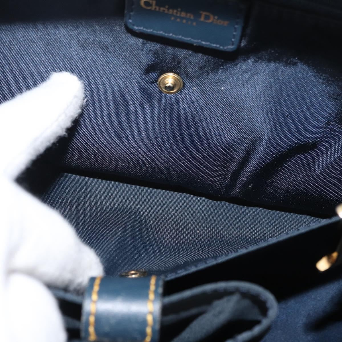Christian Dior Vintage Saddle Bowler Diorissimo Canvas, Navy, Canvas, Handbag