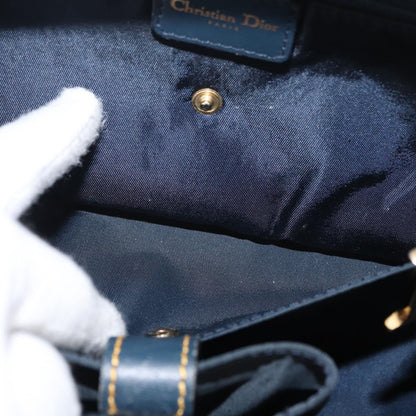 Christian Dior Vintage Saddle Bowler Diorissimo Canvas, Navy, Canvas, Handbag