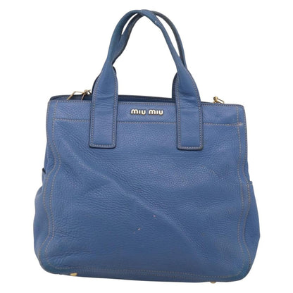 Miu Miu Beau Top Handle Leather, Blue, Leather, Handbag