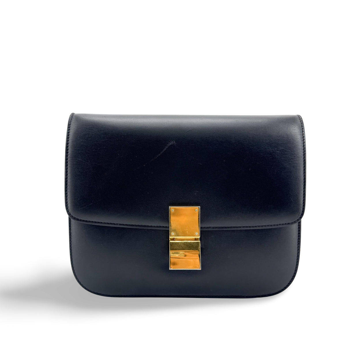 Celine Classic Box Smooth Leather, Black, Leather, Handbag