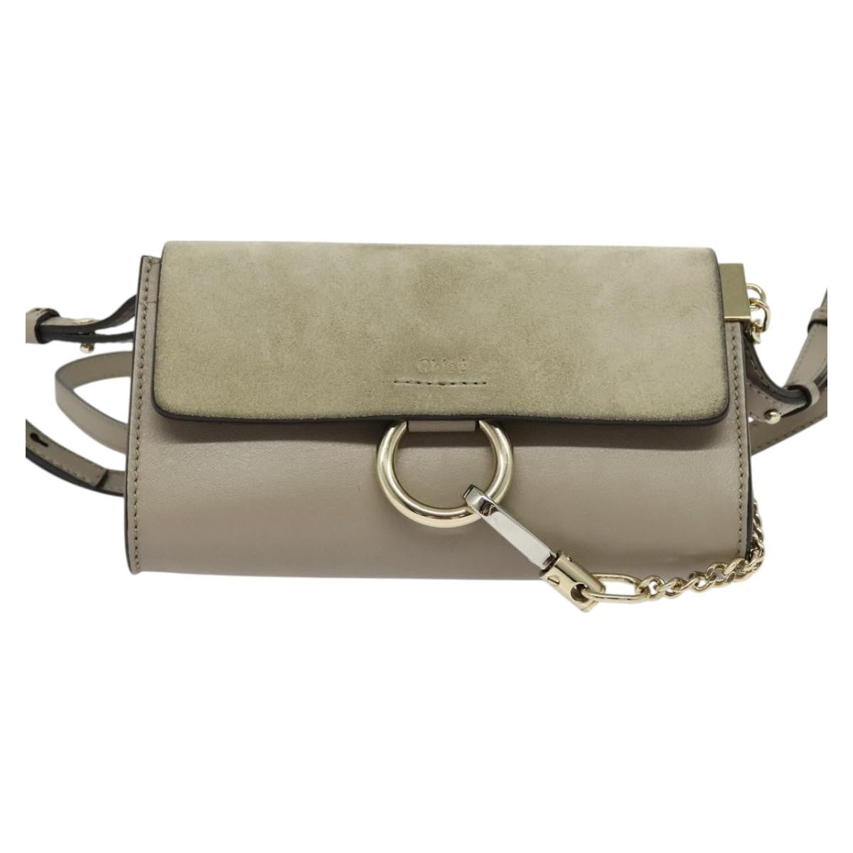 Chloe Faye Leather and Suede, Beige, Leather, Shoulder Bag