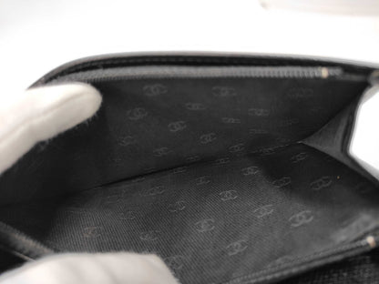 Chanel CC Logo Zipper Long Bifold Leather, Black, Leather, Wallet