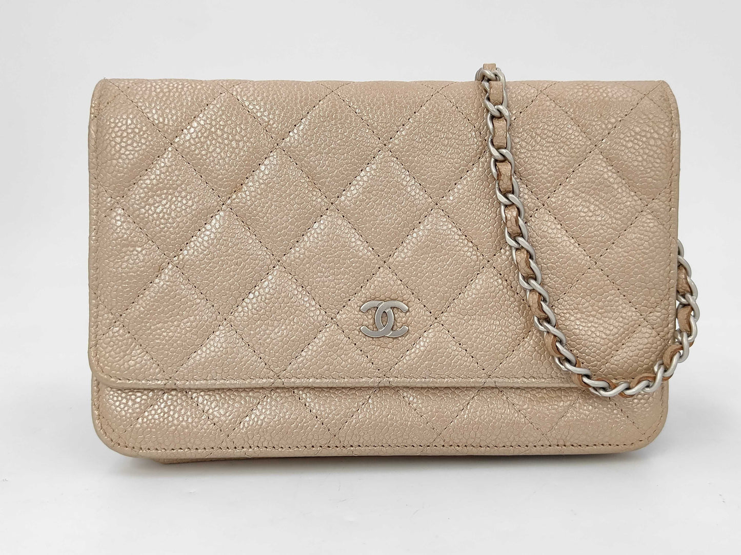 Chanel Wallet on Chain Quilted Iridescent Caviar, Gold, Leather, Wallet