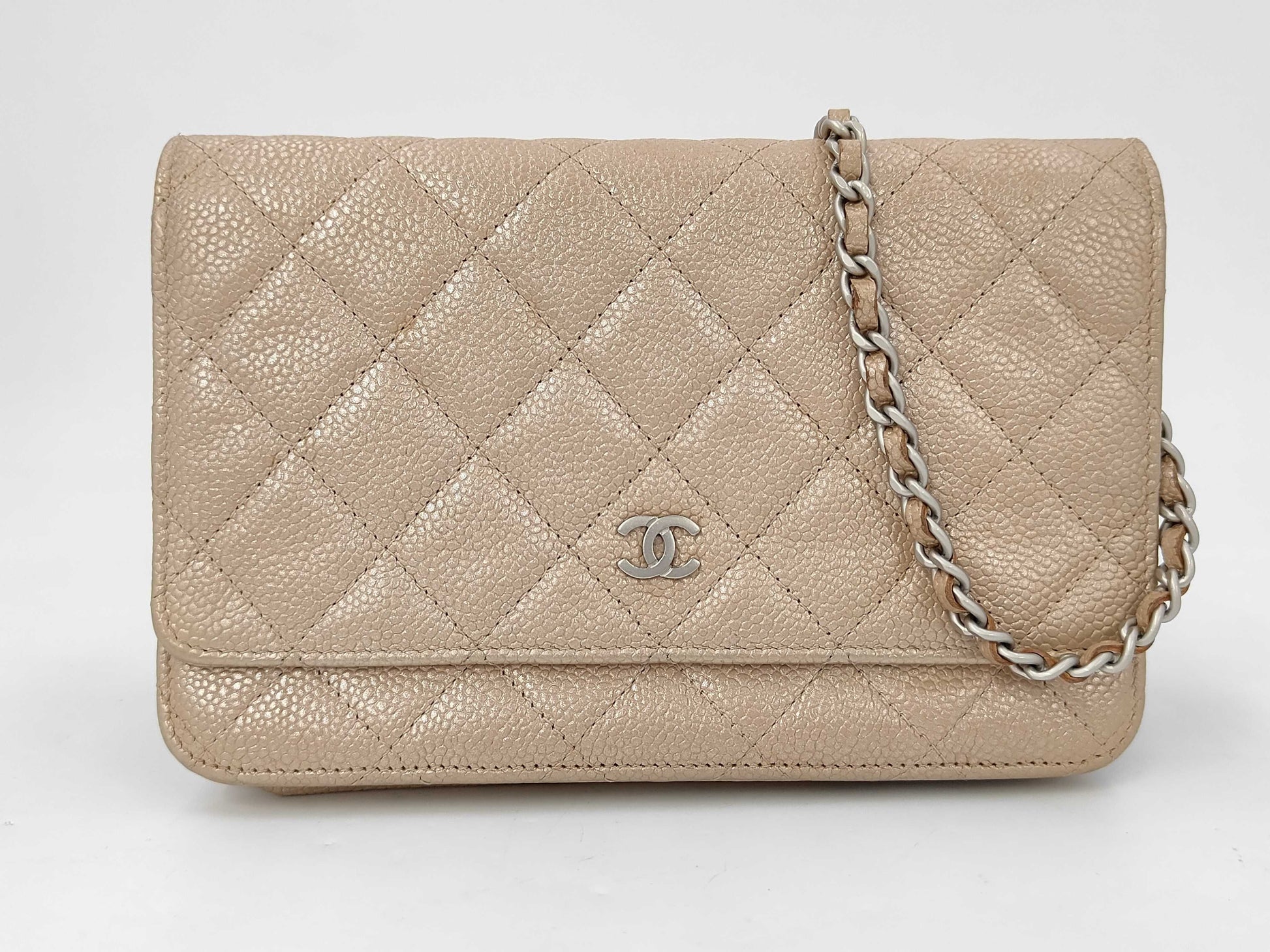 Chanel Wallet on Chain Quilted Iridescent Caviar, Gold, Leather, Wallet