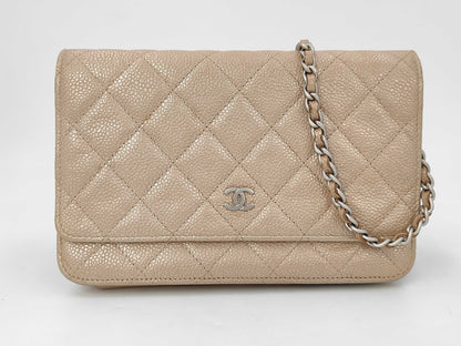 Chanel Wallet on Chain Quilted Iridescent Caviar, Gold, Leather, Wallet