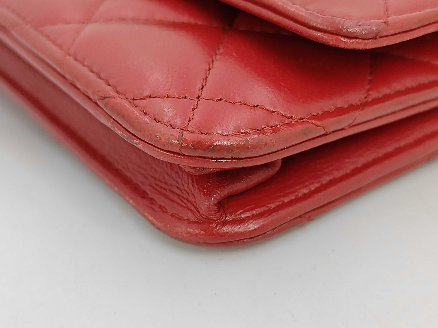 Chanel Timeless CC Wallet on Chain Quilted Goatskin, Red, Leather, Shoulder Bag
