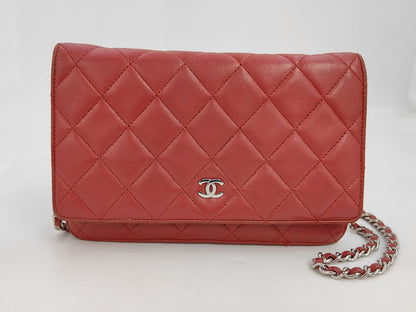 Chanel Timeless CC Wallet on Chain Quilted Goatskin, Red, Leather, Shoulder Bag