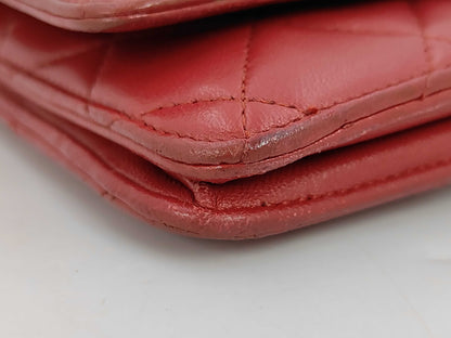 Chanel Timeless CC Wallet on Chain Quilted Goatskin, Red, Leather, Shoulder Bag