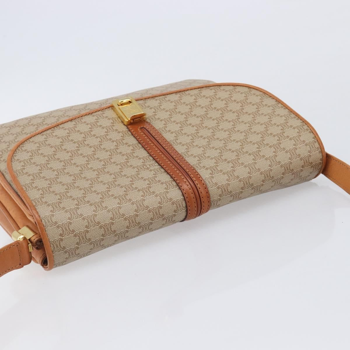 Celine Vintage Macadam Canvas and Leather, Beige, Canvas, Shoulder Bag