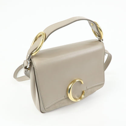 Chloe C Shoulder Bag Leather, Gray, Leather, Shoulder Bag