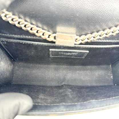 Saint Laurent Classic Monogram Grainy Leather, Black, Leather, Crossbody Bag
