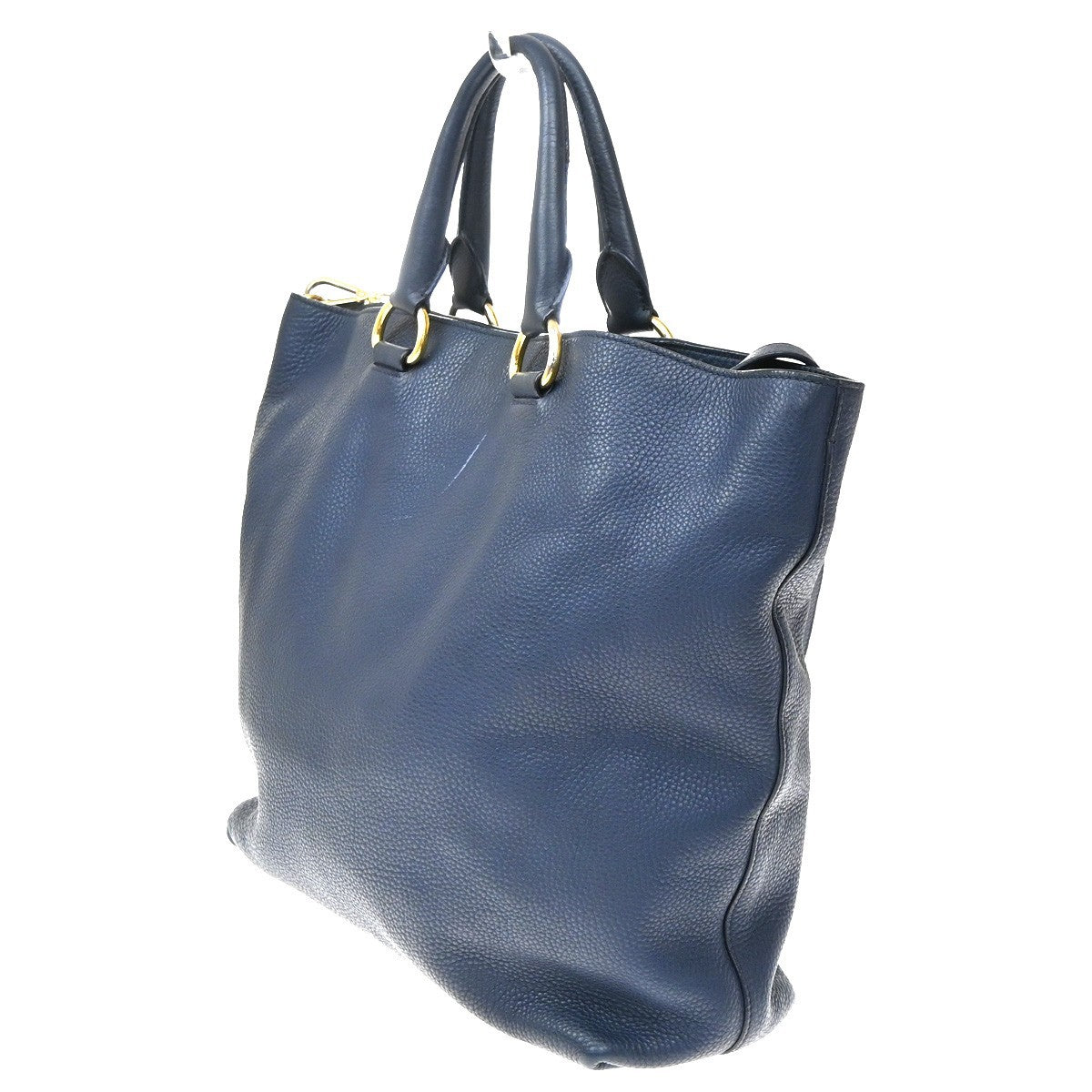 Prada Convertible Shopper Tote Vitello Daino, Navy, Leather, Tote Bag