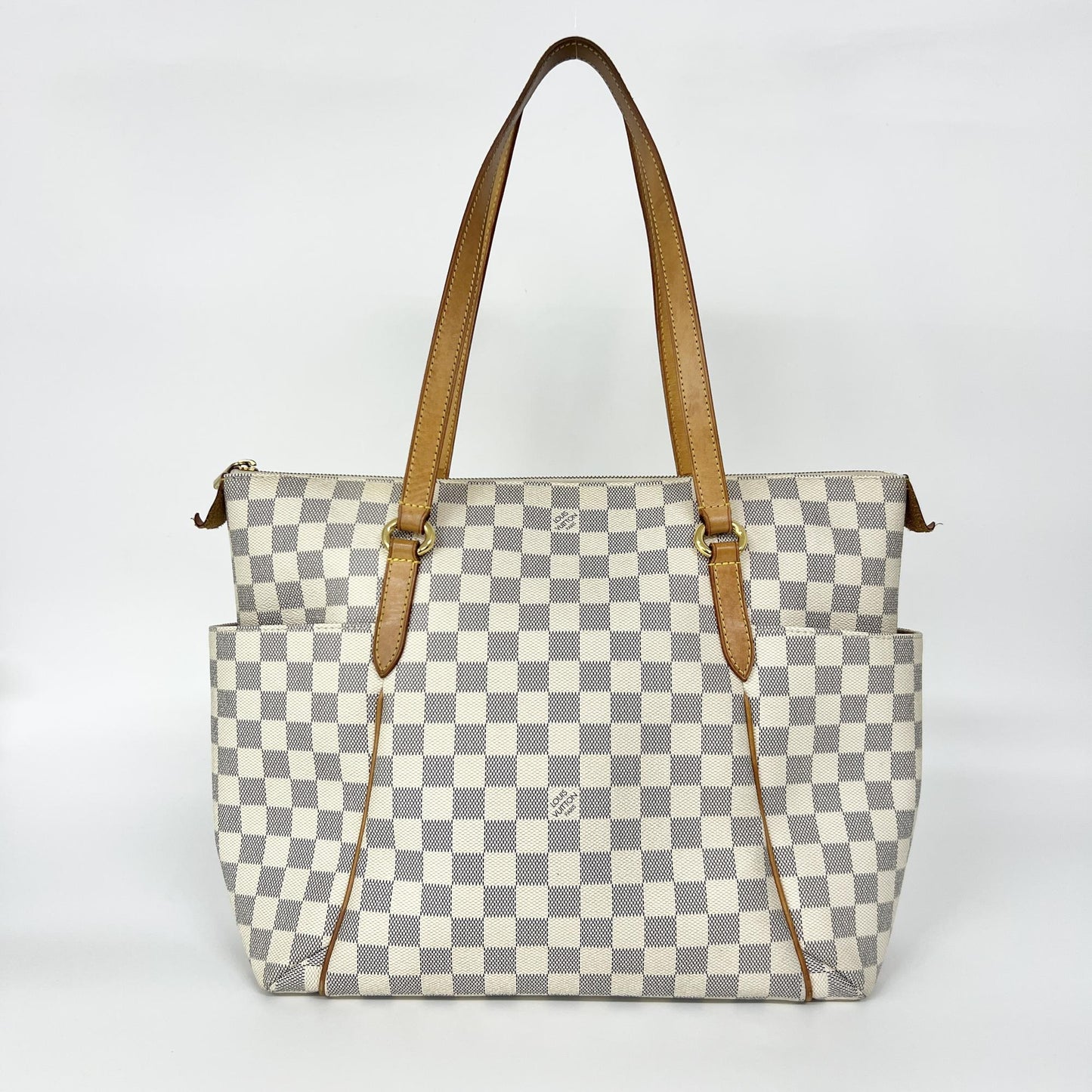Louis Vuitton Totally Handbag Damier azur, White, Canvas, Handbag