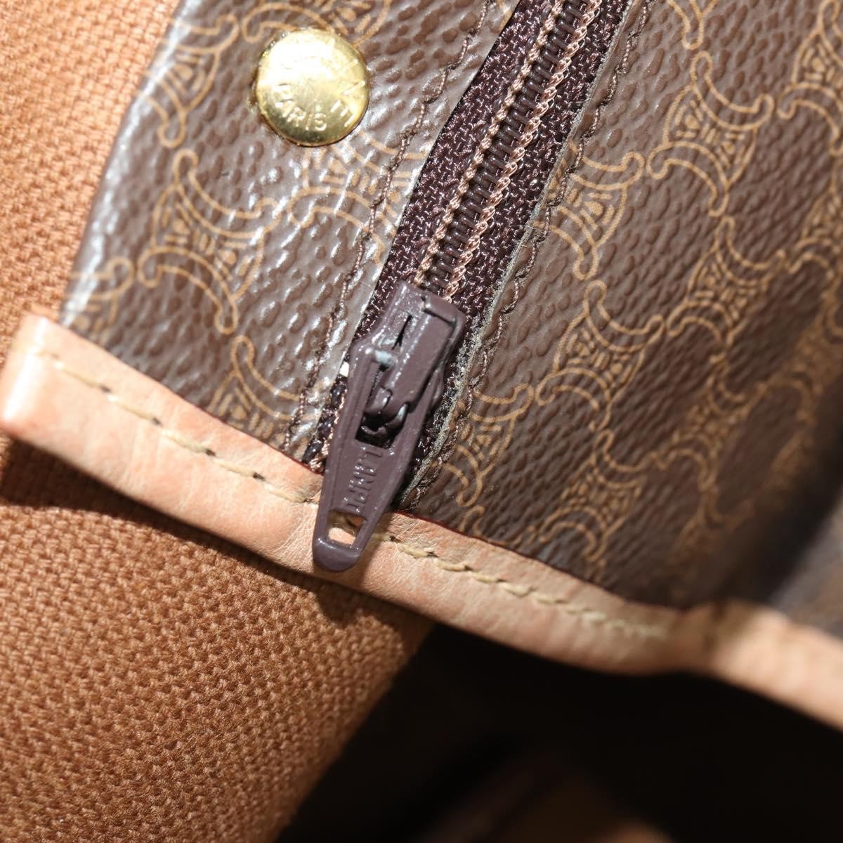 Celine Vintage Canvas, Brown, Canvas, Travel Bag
