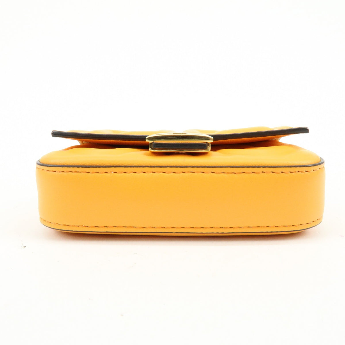 Fendi Chain Baguette Charm Zucca Embossed Leather, Orange, Leather, Handbag