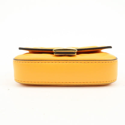 Fendi Chain Baguette Charm Zucca Embossed Leather, Orange, Leather, Handbag