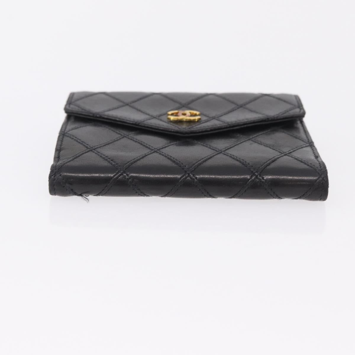 Chanel CC Compact Quilted Caviar, Black, Leather, Wallet