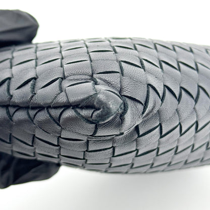 Bottega Veneta Handle Intrecciato Nappa, Black, Leather, Clutch