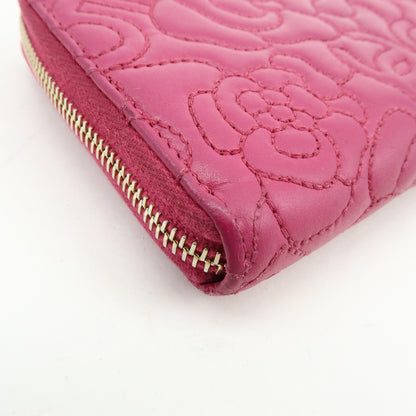 Chanel Zip Around Camellia Patent, Pink, Calfskin, Wallet