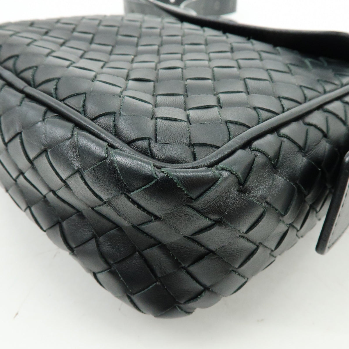 Bottega Veneta Front Pocket Messenger Intrecciato Nappa, Black, Leather, Handbag