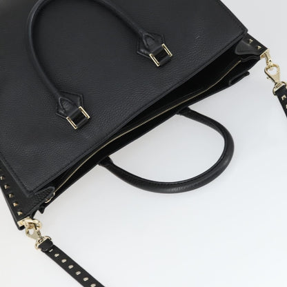 Valentino Garavani Rockstud Open Leather, Black, Leather, Tote Bag