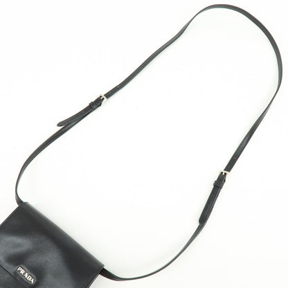 Prada Wallet on Strap City Calfskin, Black, Leather, Crossbody Bag