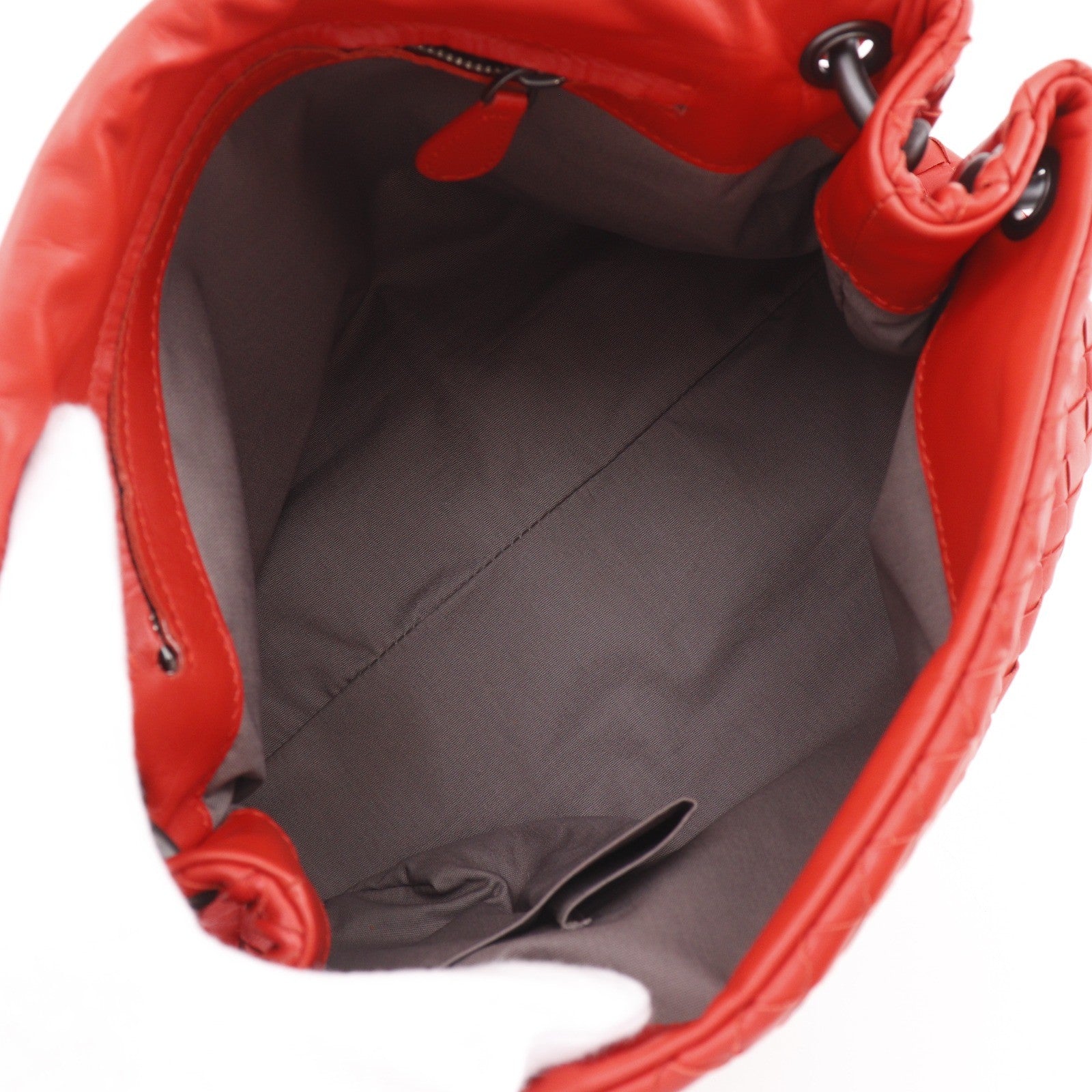 Bottega Veneta Intrecciato Shoulder Leather, Red, Calfskin, Shoulder Bag