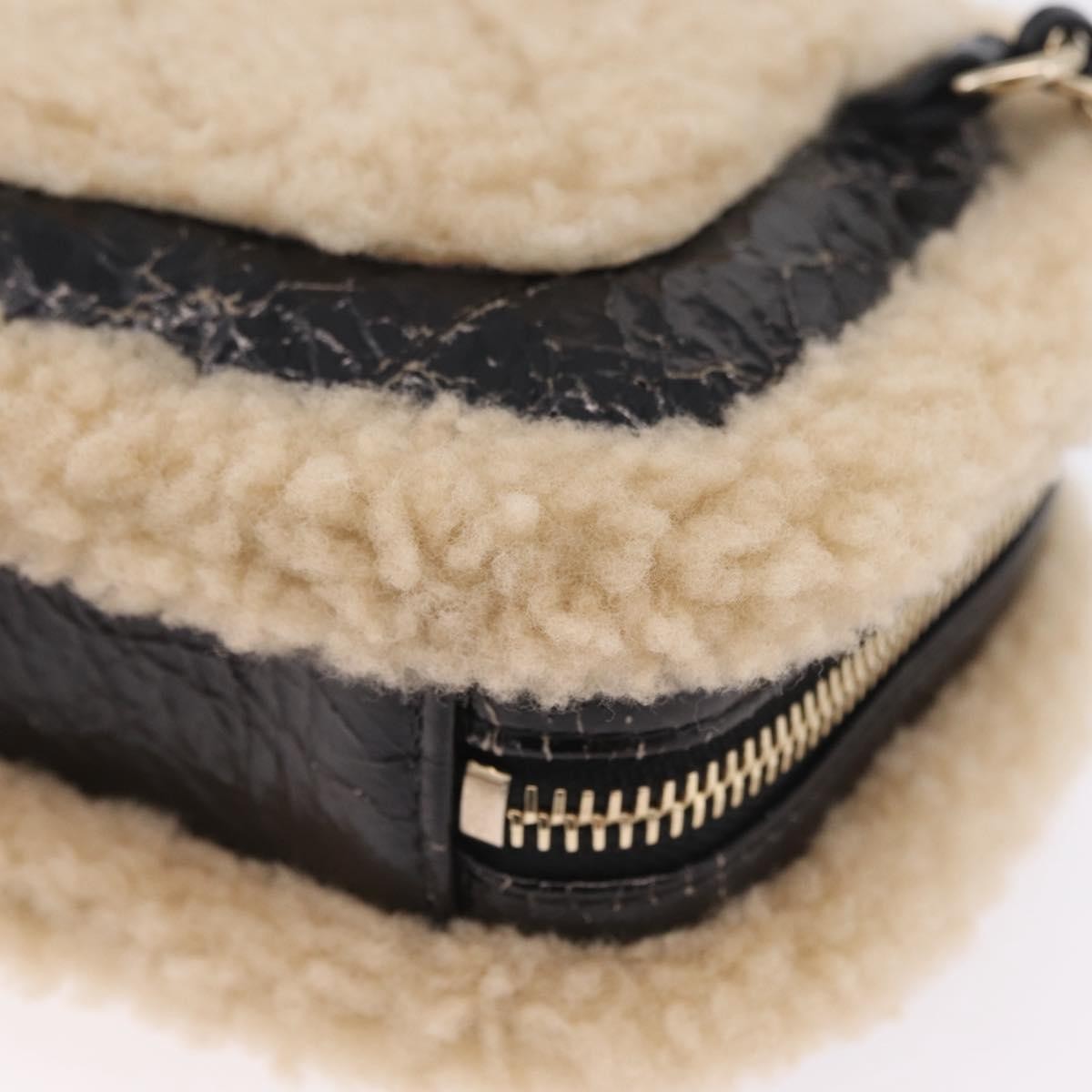 Chanel CC Mania Waist Shearling and Shiny Crumpled Sheepskin, Black, Textile, Handbag