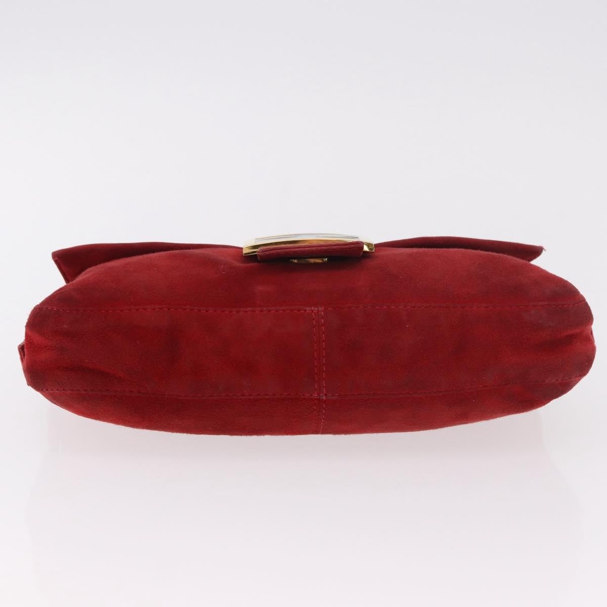 Fendi Baguette Leather, Red, Suede, Shoulder Bag