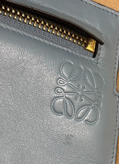 Loewe T Messenger Leather, Blue, Leather, Shoulder Bag