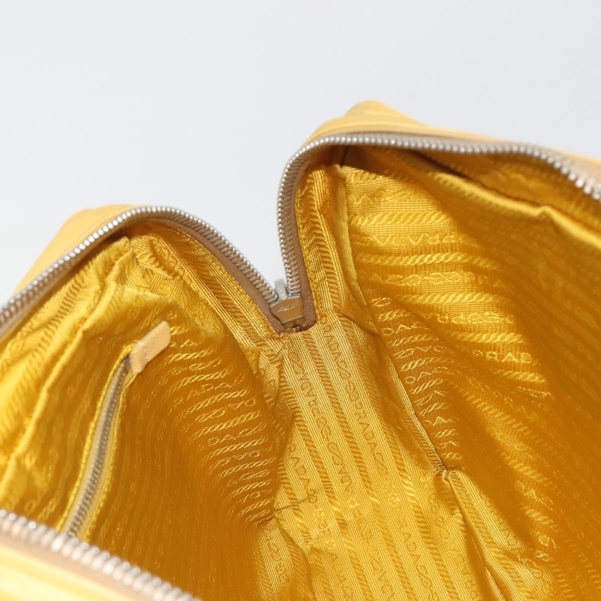 Prada Bauletto Tessuto with Saffiano Leather, Yellow, Canvas, Handbag