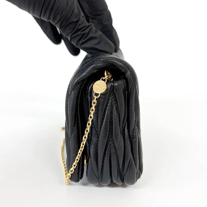 Miu Miu Nappa Matelassè Leather, Black, Leather, Handbag