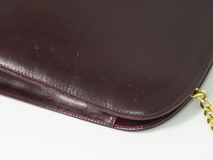 Salvatore Ferragamo Vintage Gancini Chain Leather, Burgundy, Leather, Shoulder Bag