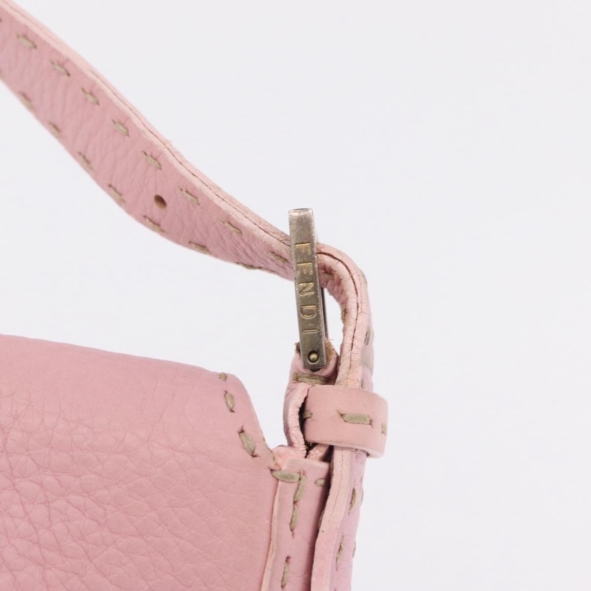 Fendi Selleria Baguette Leather, Pink, Leather, Handbag