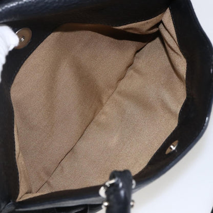 Salvatore Ferragamo Gancini Buckle Leather, Black, Leather, Shoulder Bag