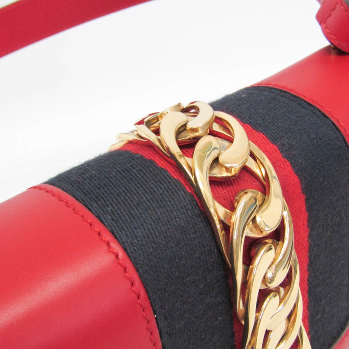 Gucci Sylvie Leather, Red, Leather, Shoulder Bag