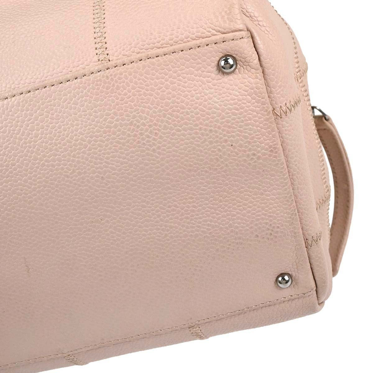 Chanel Square Stitch Bowler Quilted Calfskin, Pink, Leather, Shoulder Bag