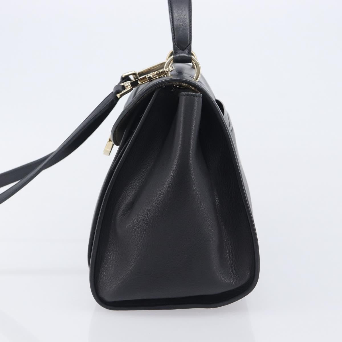 Salvatore Ferragamo Sofia Rainbow Saddle Leather, Black, Leather, Handbag