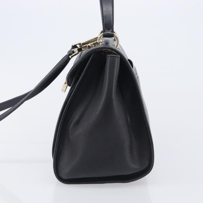 Salvatore Ferragamo Sofia Rainbow Saddle Leather, Black, Leather, Handbag