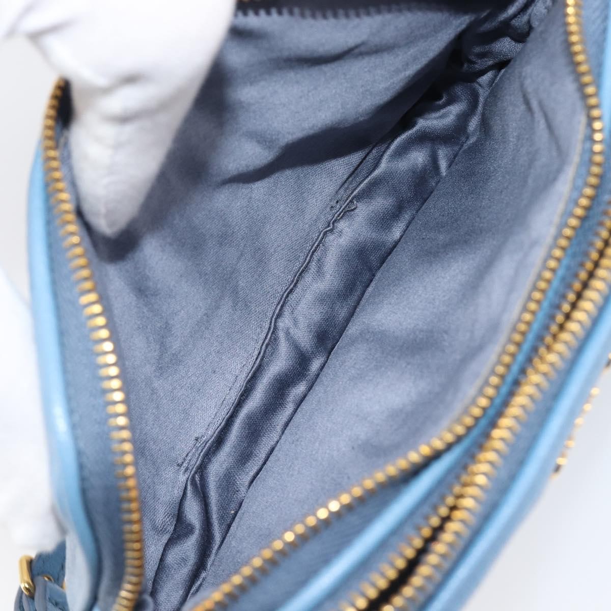 Miu Miu Double Zip Pochette Leather, Blue, Leather, Clutch