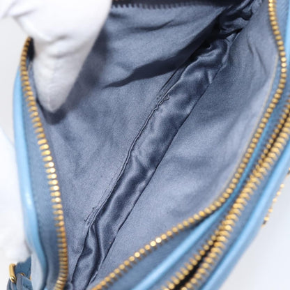 Miu Miu Double Zip Pochette Leather, Blue, Leather, Clutch