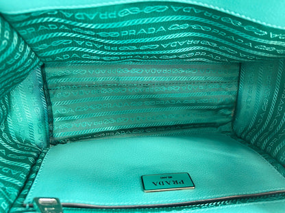Prada glace twin pocket small glace twin pocket, Green, Leather, Tote Bag
