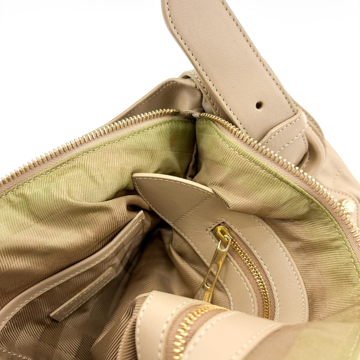 Burberry Enmore Quilted Leather, Beige, Leather, Shoulder Bag
